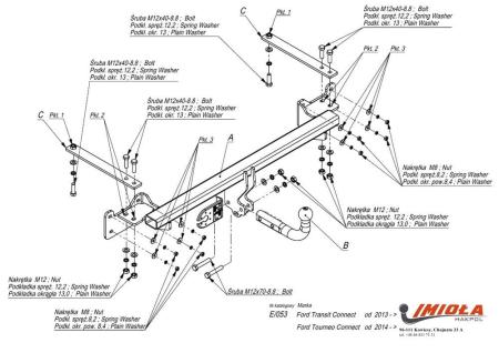 Фаркоп Imiola для Ford Transit Connect (2013-2024) № E.053
