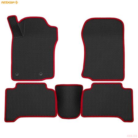 Коврики салона 3D EVA Ромб резиновые для Toyota Land Cruiser Prado 150 (2009-2017) с красным кантом № 9234030204