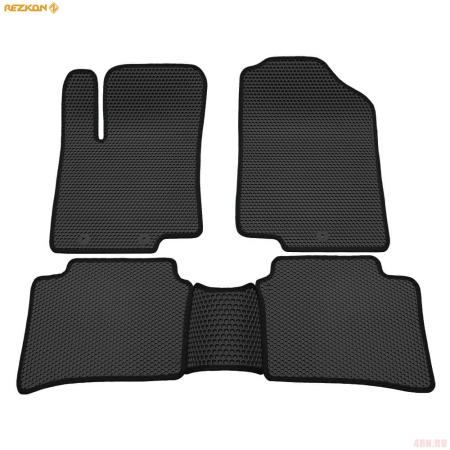 Коврики салона EVA cоты резиновые для Kia Rio (2011-2016) с черным кантом № 9121020201