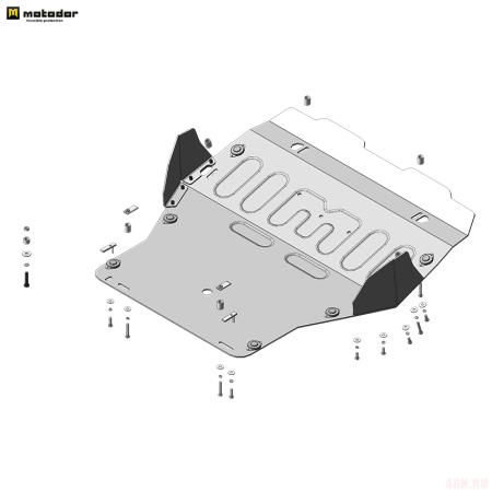 Защита картера и КПП для Volkswagen Transporter T6 (2015-2025) (вместо пыльника) № 32723