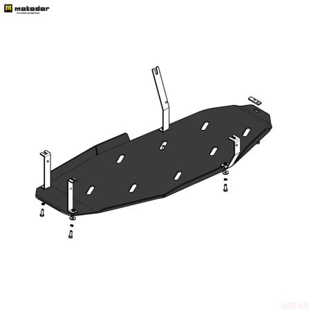 Защита топливного бака для Mitsubishi Pajero 4 (2006-2020) (только с защитой КПП) № 31313