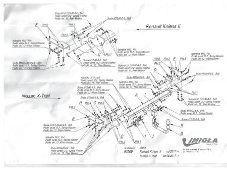Фаркоп Imiola для Renault Koleos (2017-2024) быстросъемное крепление № R.A69