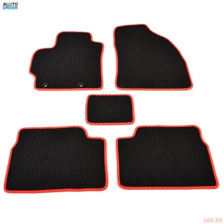 Коврики салона резиновые EVA для Toyota Corolla (2007-2012) соты с красным кантом № EVAS.0643.02