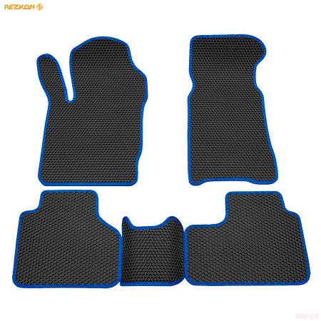 Коврики салона EVA соты резиновые для Lada (ВАЗ) Niva Travel (2021-2025) с синим кантом № 9139040103