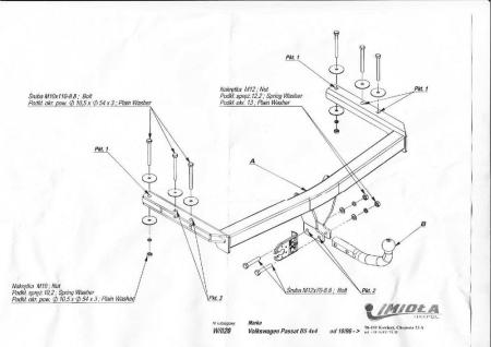 Фаркоп Imiola для Volkswagen Passat B5 седан, универсал (1996-2005) № W.020