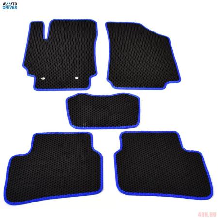 Коврики салона резиновые EVA для Hyundai Creta (2016-2020) соты с синим кантом № EVAS.0243.03
