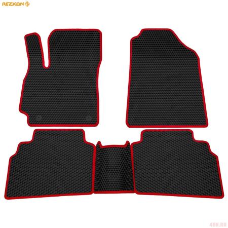 Коврики салона EVA соты резиновые для Kia Seltos (2020-2025) с красным кантом № 9121050104