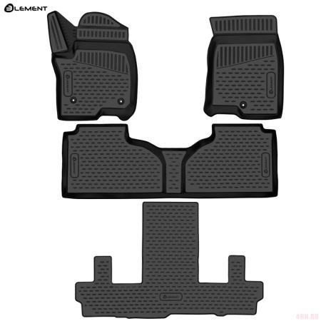 Коврики 3D салона для Chevrolet Tahoe (2021-2025) раздельные сид. 2 ряда, 4 шт. США № ELEMENT3DAN0215210k