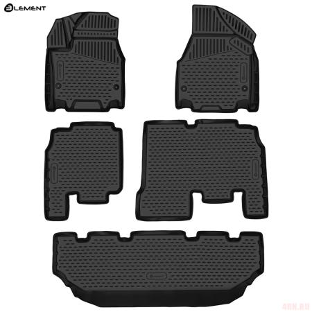 Коврики салона 3D для Cherysler Pacifica (2017-2025) не гибрид, 7-passenger bucket seating, 5 шт. № ELEMENT3D01909210k