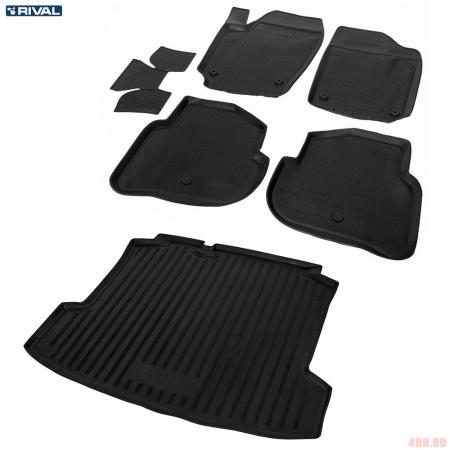 Комплект ковриков салона и багажника для Volkswagen Polo седан (2010-2020) № K15804003-2