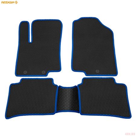 Коврики салона Rezkon EVA резиновые для Kia Rio (2011-2016) с синим кантом № 9021020203