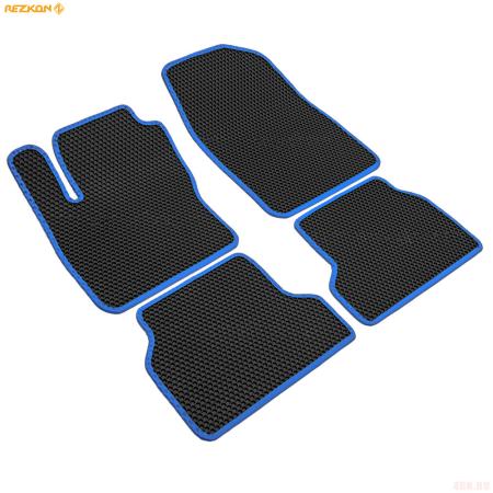 Коврики салона EVA резиновые соты для Ford Focus 2 (2008-2011) с синим кантом № 9116010103