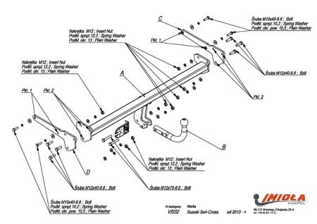 Фаркоп Imiola для Suzuki SX4 S-Cross (2013-2022) № V.032