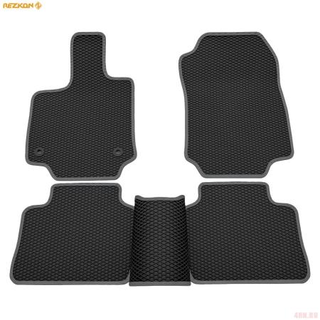 Коврики салона Rezkon EVA cоты резиновые для Toyota RAV4 (2019-2025) с серым кантом № 9034035302