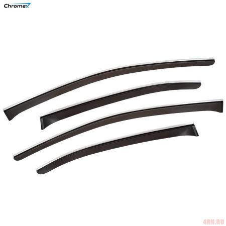 Дефлекторы окон Chromex для Toyota Corolla (E210) седан (2019-2025) с хромированным молдингом № CHROMEX.63028