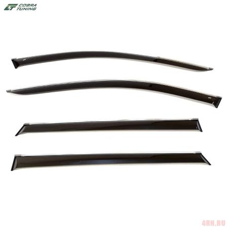 Дефлекторы окон для Mazda CX-9 (2017-2025) с хромированным молдингом № M24417CR