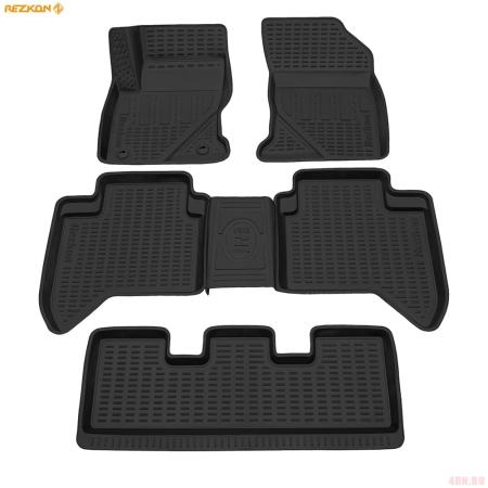 Коврики салона Rezkon для Toyota Fortuner (2015-2025) 3 ряда № 534045151