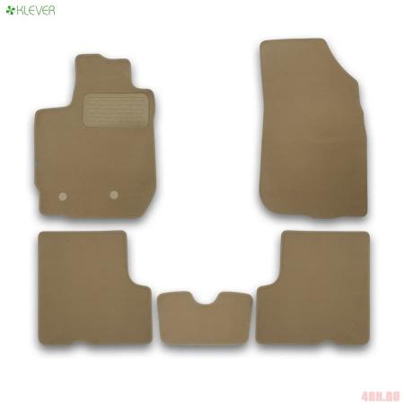 Коврики салона Klever текстильные Premium для Nissan Terrano (2014-2022) с ручкой для дистанц. откр. лючка бензоб. бежевые № KLEVER04365722112kh
