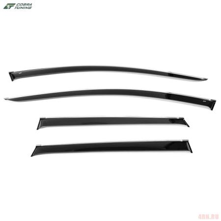 Дефлекторы боковых окон для Nissan Murano (2016-2022) с хромированным молдингом № N16816CR
