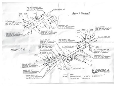 Фаркоп Imiola для Nissan X-Trail (T32) (2017-2022) твердое крепление № R.069