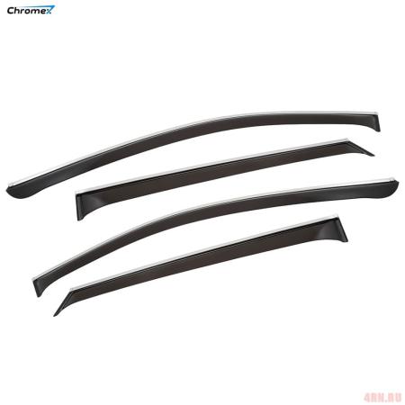 Дефлекторы окон Chromex для Mazda CX-5 (2017-2025) с хромированным молдингом № CHROMEX.63022