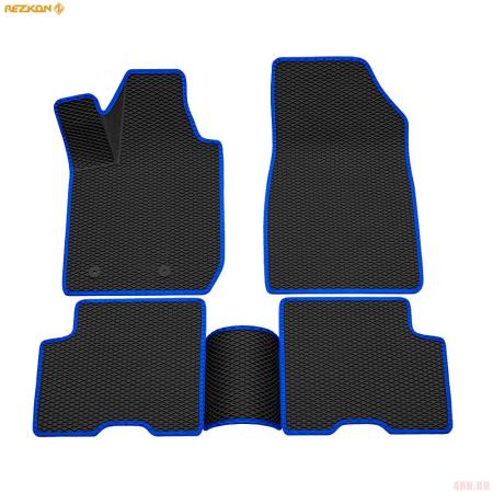 Коврики салона 3D EVA ромб резиновые для Renault Arkana (2019-2025) с синим кантом № 9229040103