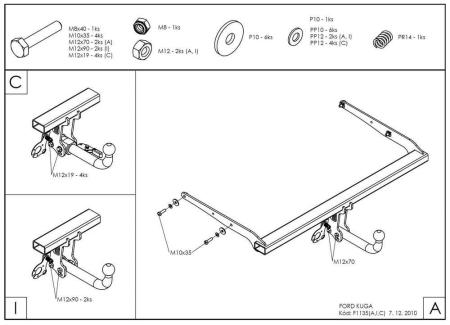 Фаркоп Galia для Ford Kuga (2008-2013) № F113A