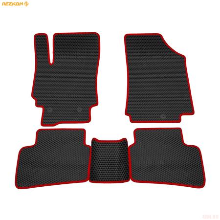 Коврики салона Rezkon EVA cоты резиновые для Hyundai Creta (2016-2020) с красным кантом № 9120065104