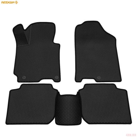 Коврики салона 3D EVA ромб резиновые для Hyundai Elantra (2011-2015) с черным кантом № 9220015201