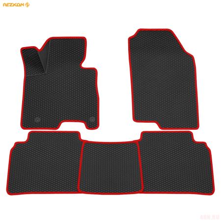 Коврики салона 3D EVA Ромб для Hyundai Tucson (2021-2025) с красным кантом № 9220060304