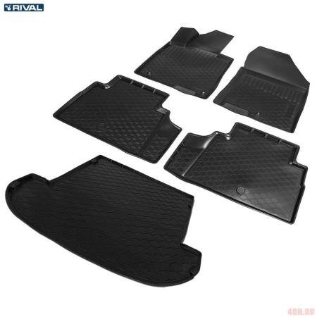 Комплект ковриков салона и багажника для Hyundai Santa Fe 7 мест, сложенный 3 ряд (2018-2020) № K12306007-5