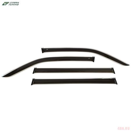 Дефлекторы боковых окон для Toyota Land Cruiser 300 (2021-2025) с хромированным молдингом № T215121CR