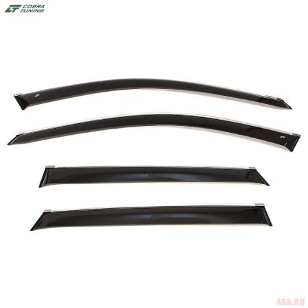 Дефлекторы боковых окон для Jaguar F-Pace (2016-2025) с хромированным молдингом № J20616CR