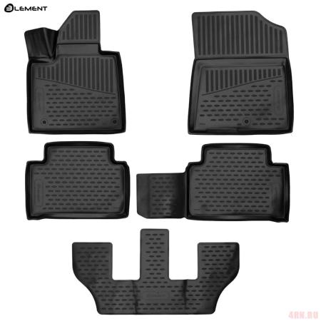 Коврики 3D салона для Kia Sorento (2020-2025) 7 мест, 5 шт. № ELEMENT3DA59061210