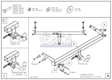 Фаркоп Galia для Hyundai Tucson (2018-2020) № H103A