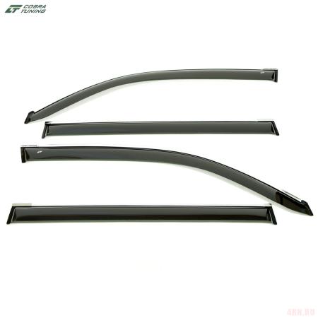 Дефлекторы боковых окон для Toyota Land Cruiser 200 (2007-2015) с хромированным молдингом № T21607CR