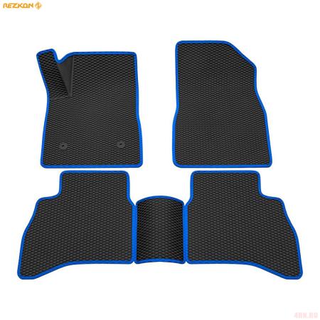 Коврики салона 3D EVA Ромб резиновые для Chevrolet TrailBlazer (2020-2025) с синим кантом № 9212060103
