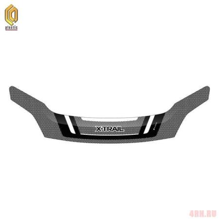 Дефлектор капота "Exclusive" серия "Art" белый для Nissan X-Trail (2011-2014) № 2010061409474