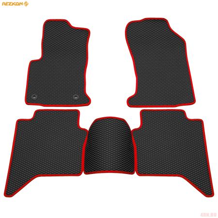 Коврики салона EVA резиновые для Toyota Hilux (2015-2025) с красным кантом № 9034045104