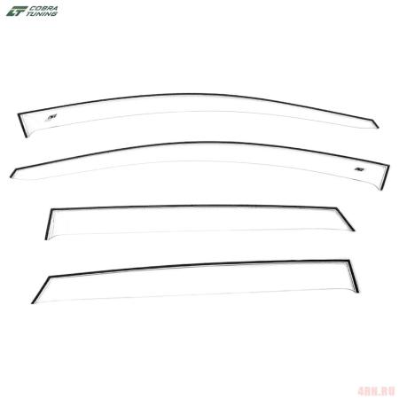 Дефлекторы боковых окон Cobra для Kia Rio хэтчбек (2011-2016) широкие прозрачные № KEC12911
