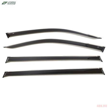 Дефлекторы окон для Volkswagen Teramont (2018-2025) с хромированным молдингом № V25618CR