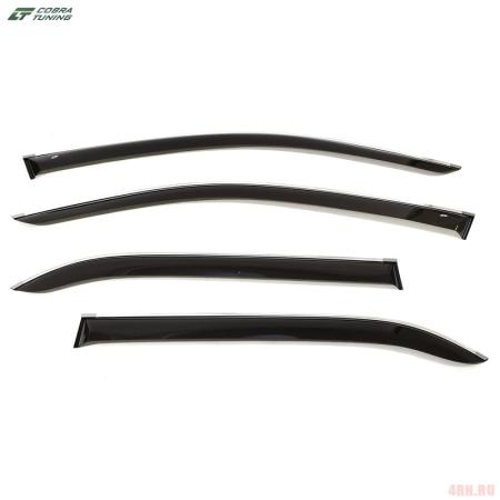 Дефлекторы боковых окон для Mercedes GLE-Class (W167) (2018-2025) с хромированным молдингом № M36819CR