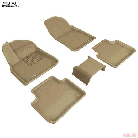 Коврики салона Sotra Liner 3D Lux текстильные для Porsche Cayenne (2018-2025) бежевые № ST 74-00686