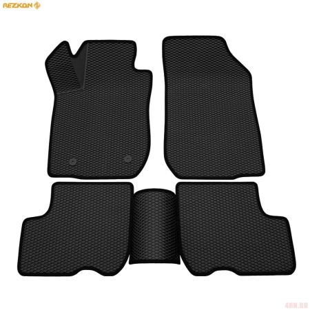 Коврики салона 3D EVA ромб резиновые для Lada (ВАЗ) Largus (2012-2025) 5 мест с черным кантом № 9239020101