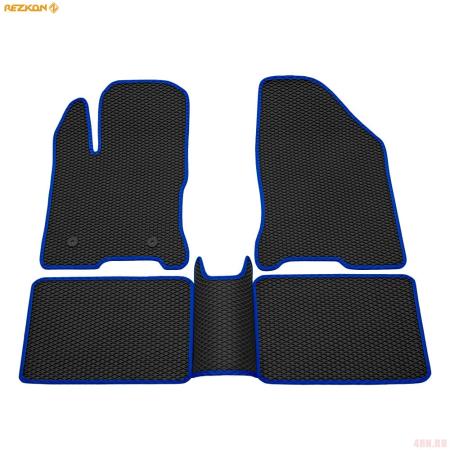 Коврики салона Rezkon EVA резиновые для Lada (ВАЗ) Vesta (2015-2025) с синим кантом № 9039045103