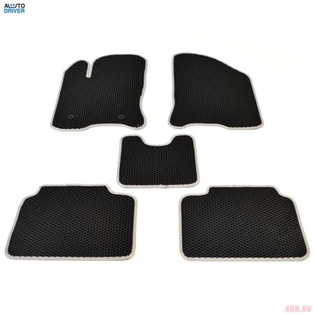 Коврики салона резиновые EVA для Lada (ВАЗ) Vesta (2015-2025) соты с серым кантом № EVAS.0747.04