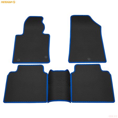 Коврики салона EVA соты резиновые для Kia Optima (2016-2020) с синим кантом № 9121015203