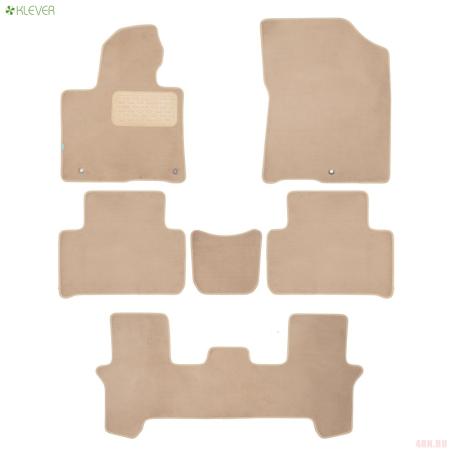 Коврики салона текстильные Premium для Kia Sorento (2020-2025) 6 шт. бежевые № KVR04.025.067.22112kh