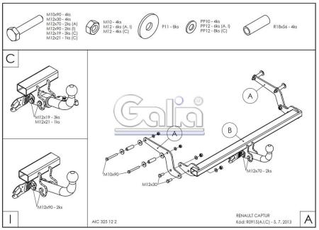 Фаркоп Galia для Renault Captur (2013-2019) № R091A