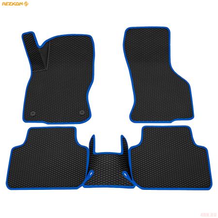Коврики салона EVA резиновые для Skoda Octavia A8 (2020-2025) с синим кантом № 9030010403